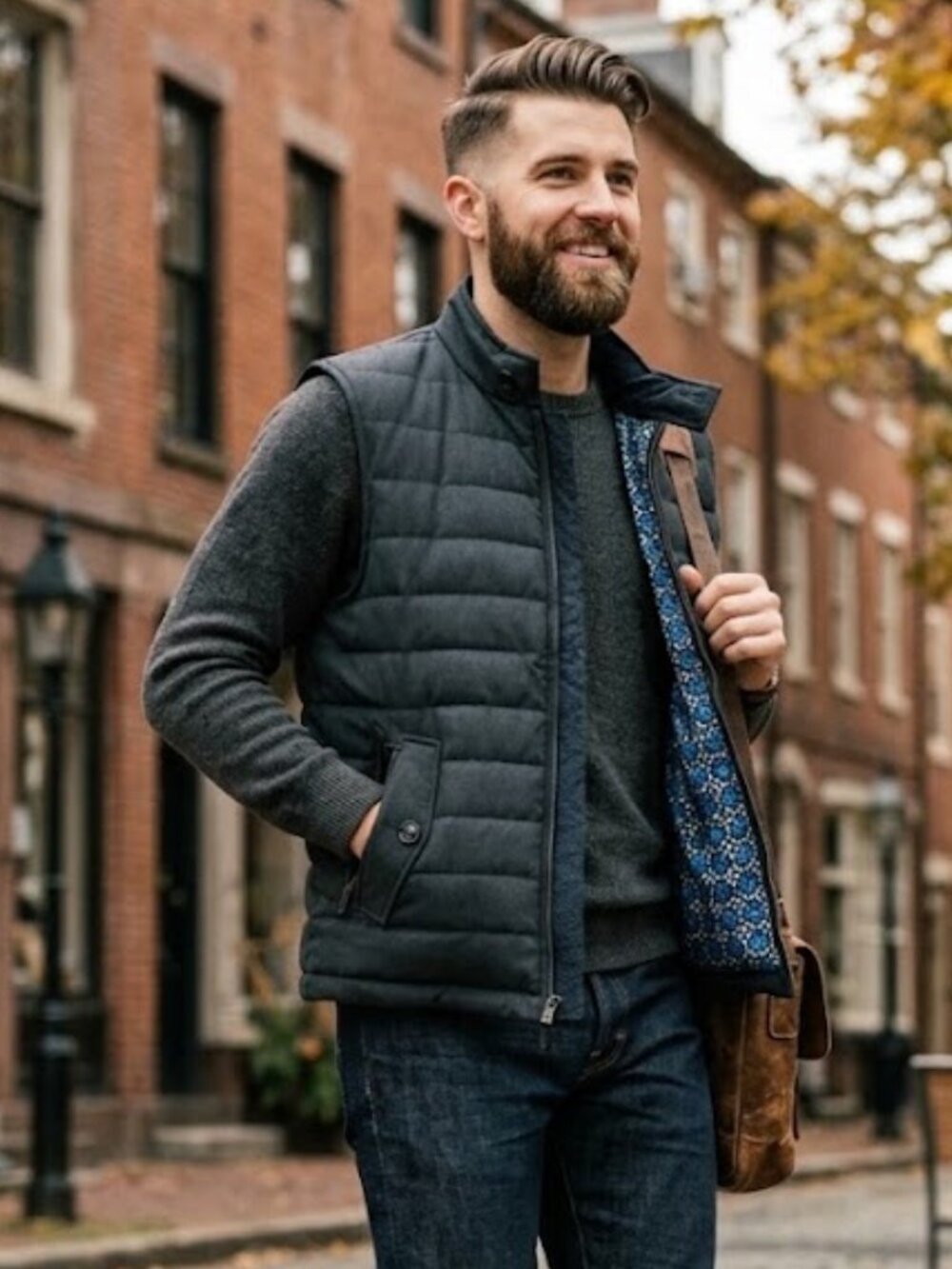 Ted Baker London Quilted Puffer Vest Gilet Mens 5 XL Charcoal Grey Blue Geo Line